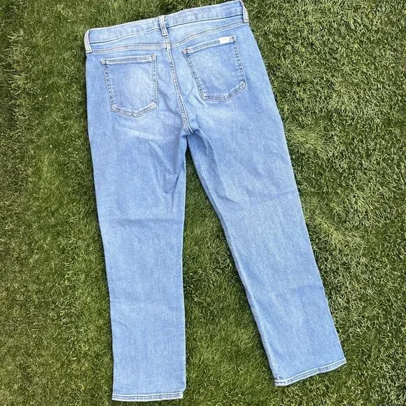 Jen7 for 7 For All Mankind Crest Ankle Straight Snakeskin Stripe Denim Jeans 8 - Picture 8 of 10